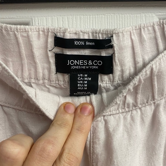 Jones & Co. 100% Linen Cream/Pink Tint Pants Size XL - Picture 2 of 3